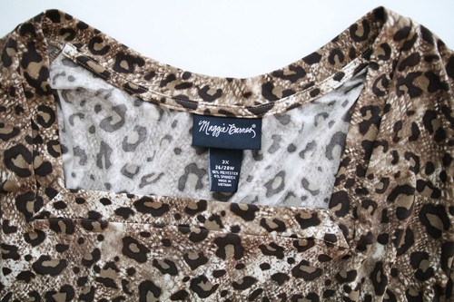 MAGGIE BARNES (3X) Womens Brown Cheetah Jersey Short Sleeve Boxy TShirt 26/28W - Picture 3 of 4