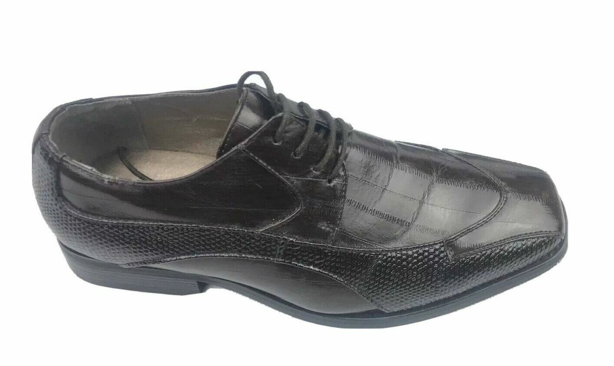 Viotti 1213-008 Mens Dress Shoes Size 8.5 Beige Black Croc Print Lace Up A. Testoni Italy Mens 9D Dress Shoes Beige Brown Canvas  main image 3
