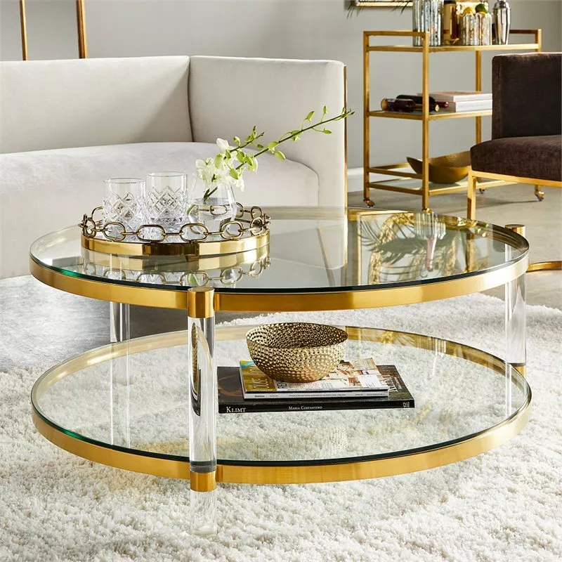 40 inch round sale glass coffee table