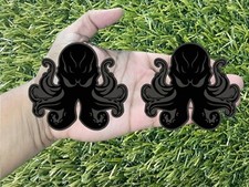 Angry Octopus Glossy Black On Matte Black Emblem Badge Custom New