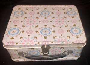 Vintage Metal Lunchbox Floral Burst Very Nice