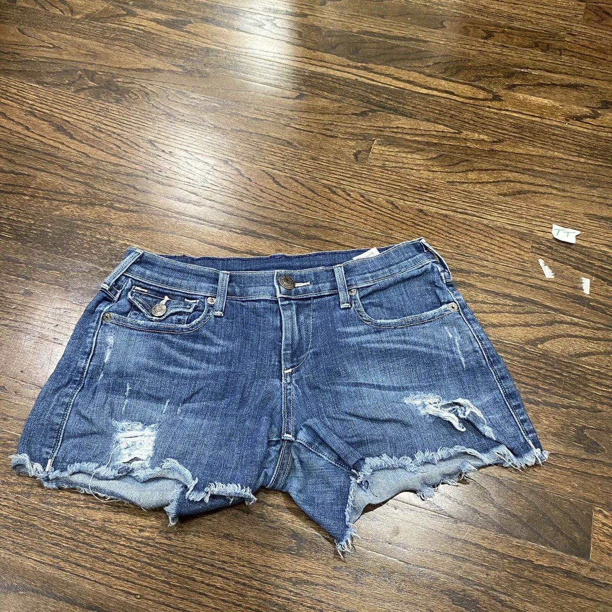 true religion jean shorts 26 denim womens distressed cut off out