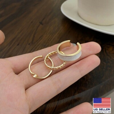 Fashion Women Girl Jewelry Open Ring Hollow Glazed Rotation Style Value Set 0606