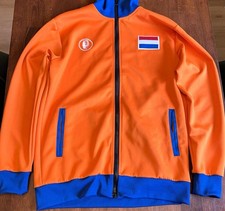 Netherlands Flag Soccer Orange/Blue Full Zip Jacket Medium