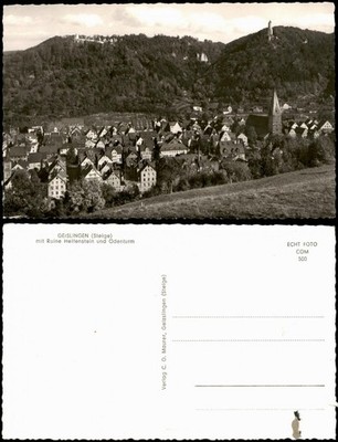 Geislingen an der Steige Local Panorama with Ruins Helfenstein and Odenturm 1960