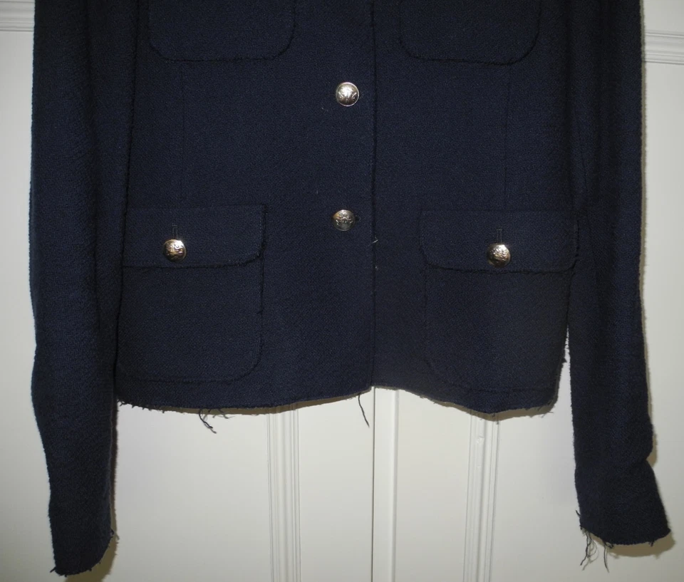 Veste ZARA bleu marine L / 40 boutons dorés, style couture - Photo 3/4