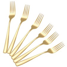 Cheffinger, Lot de 6 Fourchettes 21,5 cm Acier Inoxydable Qualité Premium, Or
