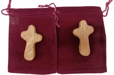 Set of 2 Small Crosses 2.5" 6cm – Catholic Items Cruz de Madera – Wood Jerusa...