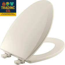 1500EC Durable Wood Toilet Seat with Easy Clean Hinges, Made in USA, Elongated,
