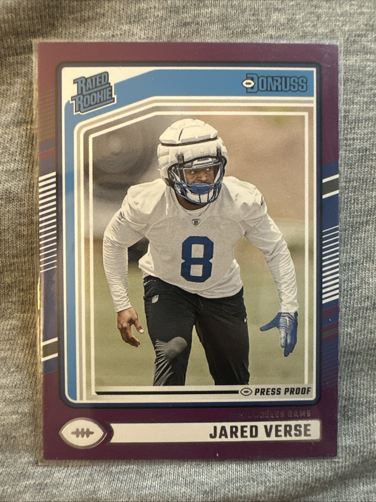 2024 Donruss Rated Rookie Purple Press Proof Jared Verse Rookie Los Angeles Rams