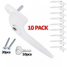 Universal Window Handle, 40mm Spindle, Lockable for PVC Windows, White Finish