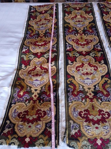 Antique French /English Wool Needlepoint Matching Panels x 3. 116 x 30 cm Each. - Picture 3 of 7