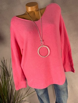 Ladies Jumper One Size Buttery Soft Basic 0226 Made in Italy PINK PINK