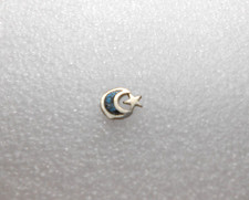 Mini Moon and Star Shaped Hat Jacket Pin- Crushed Turquoise Silver Color Metal