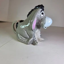 Disney Eeyore Ceramic Creamer Pitcher Vintage Glazed Gray Made in Mexico 7"