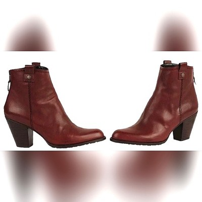 Stuart Weitzman Hipgal Mahogany Brown Leather Bootie Sz 7 Going Out Western