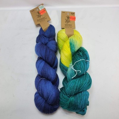 Yarn Bee Hand-Dyed Merino Wool Yarn Blue 2 Hanks Dark Denim Peaceful Paradise