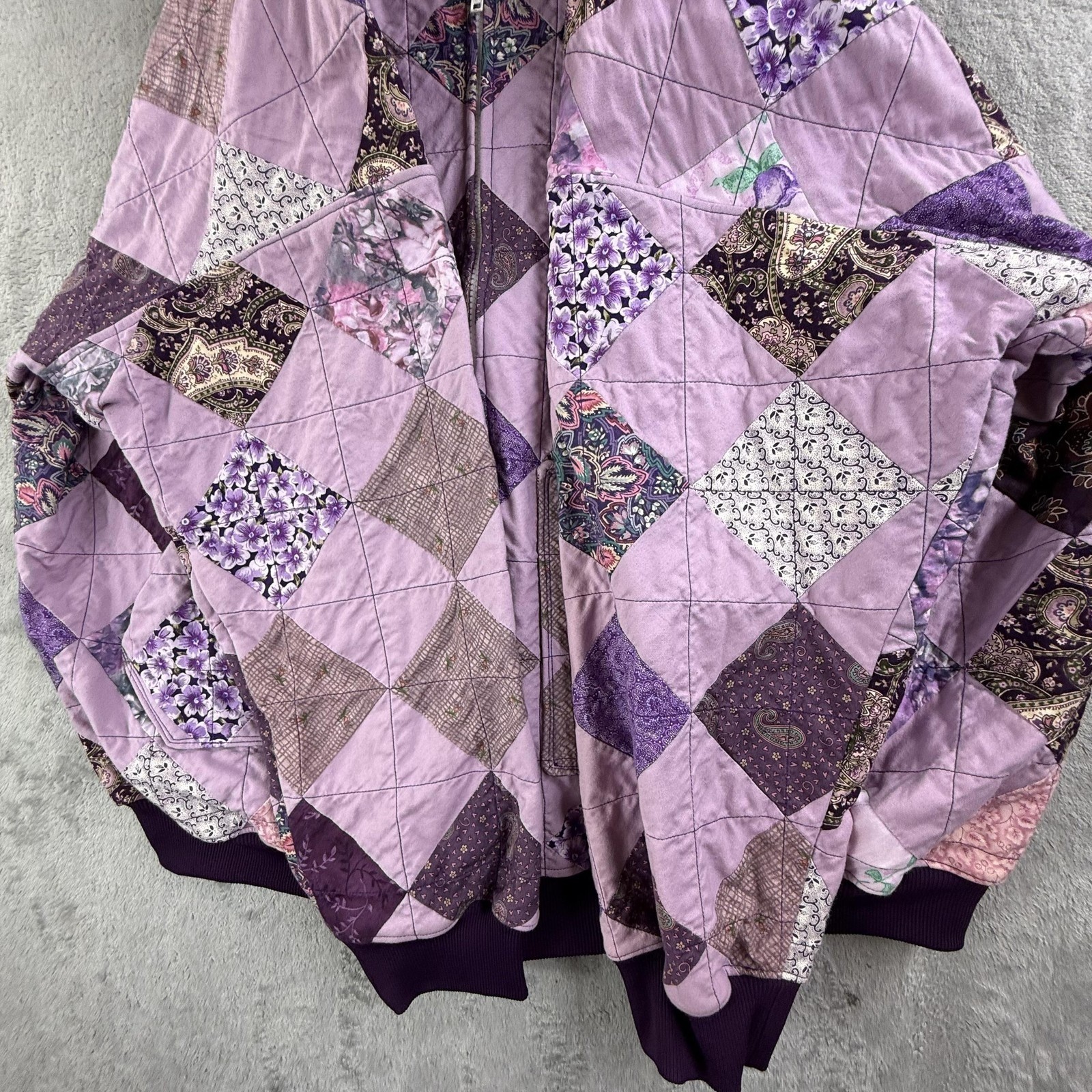 Vintage Patchwork Quilted Bomber Jacket Womens 2X… - image 13