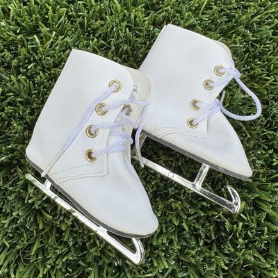 American Girl Fancy Ice Skates 18 in Doll White/Silver Lace-Up Ice Skates Shoe