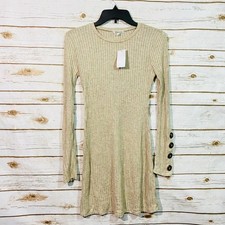 Taylor & Sage Women's Sweater Dress Midi Size S Cream Long Sleeve with Button