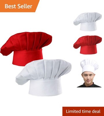 Versatile Chef Hat Set of 2 with Adjustable Fit - Perfect for Baking and Cooking