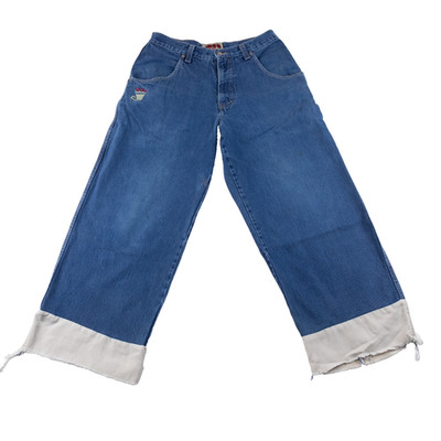 JNCO Smoke Stacks 179 Wide Leg Jeans W34 L32 USA Custom Hem Blue Denim 90s Y2K