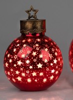 LED Deko Kugel Sterne Rot H. 30Cm Mit Craquele-Optik Aus Glas Formano W25