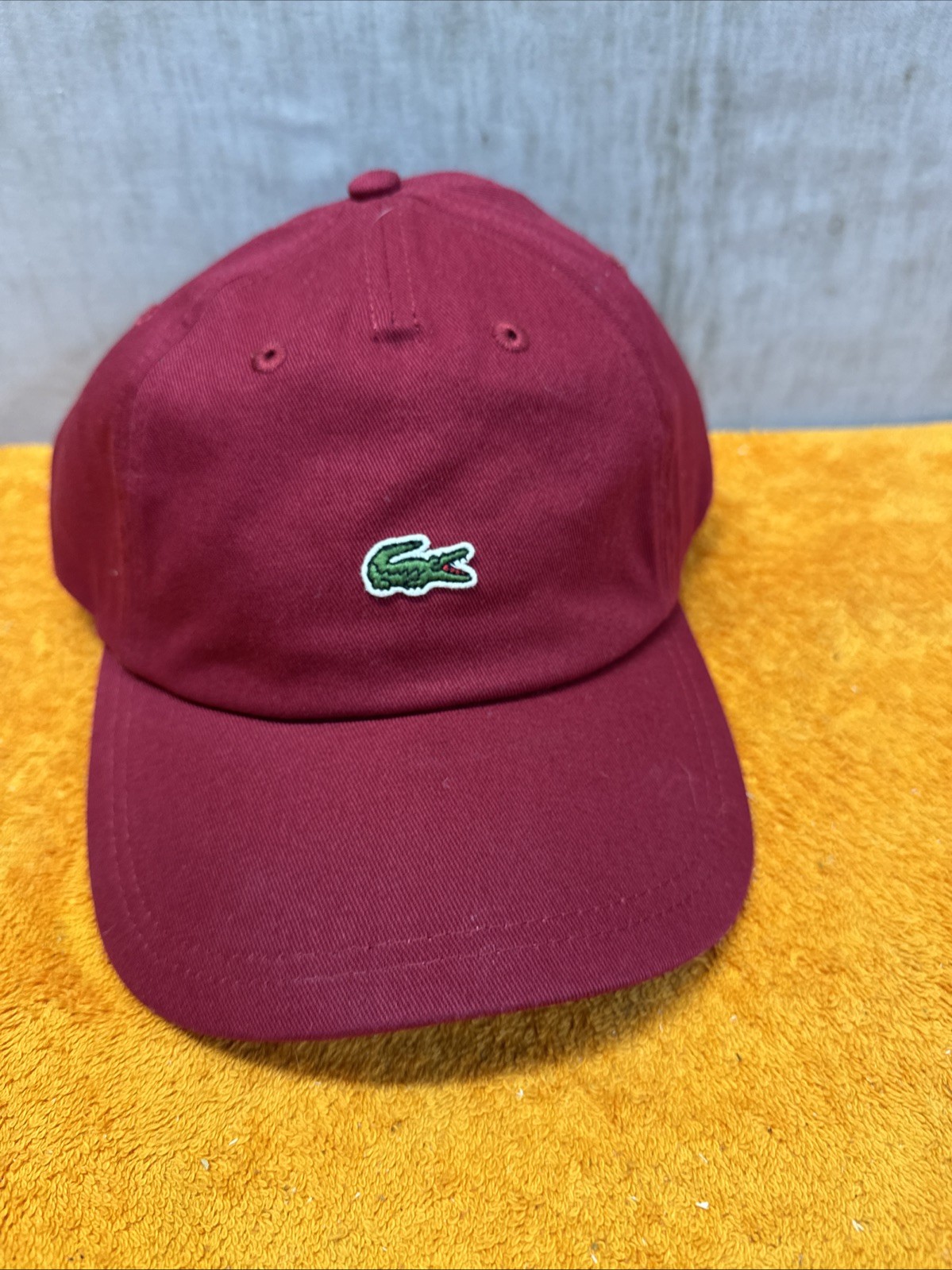 N• Lacoste Red Small Croc Unisex Adjustable Cotton Twill Cap One Size