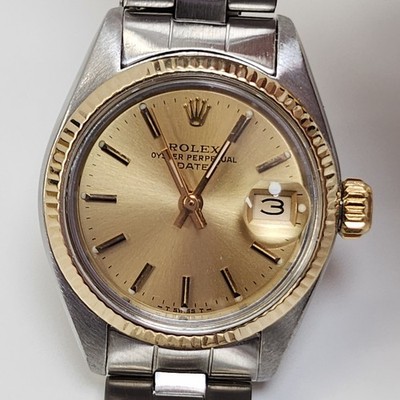 Rolex Ladies Date 26mm Two Tone Oyster Champagne Automatic Watch