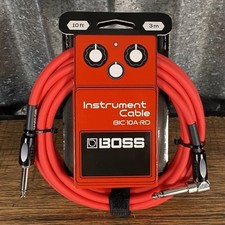 Boss BIC-10A-RD 10' Right Angle to Straight 1/4" Guitar Instrument Cable RED