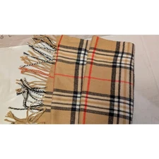 Plaid Scarf Beige Black Red White Blanket Wrap Shawl Soft Accessory