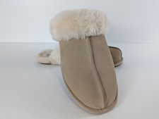 UGG Womens Sheepskin-Lined Suede Slippers Beige Size 10