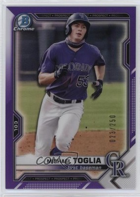 2021 Bowman Chrome Prospects Purple Refractor /250 Michael Toglia #BCP-185 0ot5