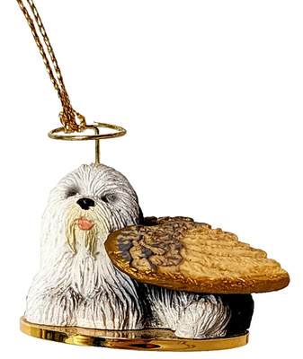 Old English Sheepdog Angel Ornament Tiny One Figurine Dog Christmas Statue