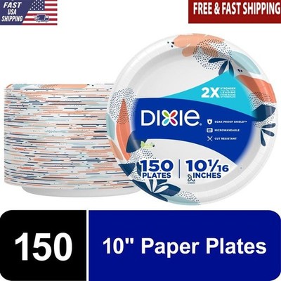 10 Inch Disposable Paper Plates 150 Count Soak Proof Durable Microwave Safe New