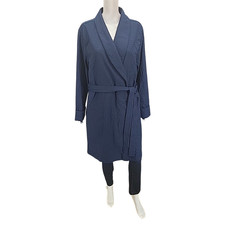 Lands End Womens Long Sleeves Belted Robe X-Large Size Navy Blue