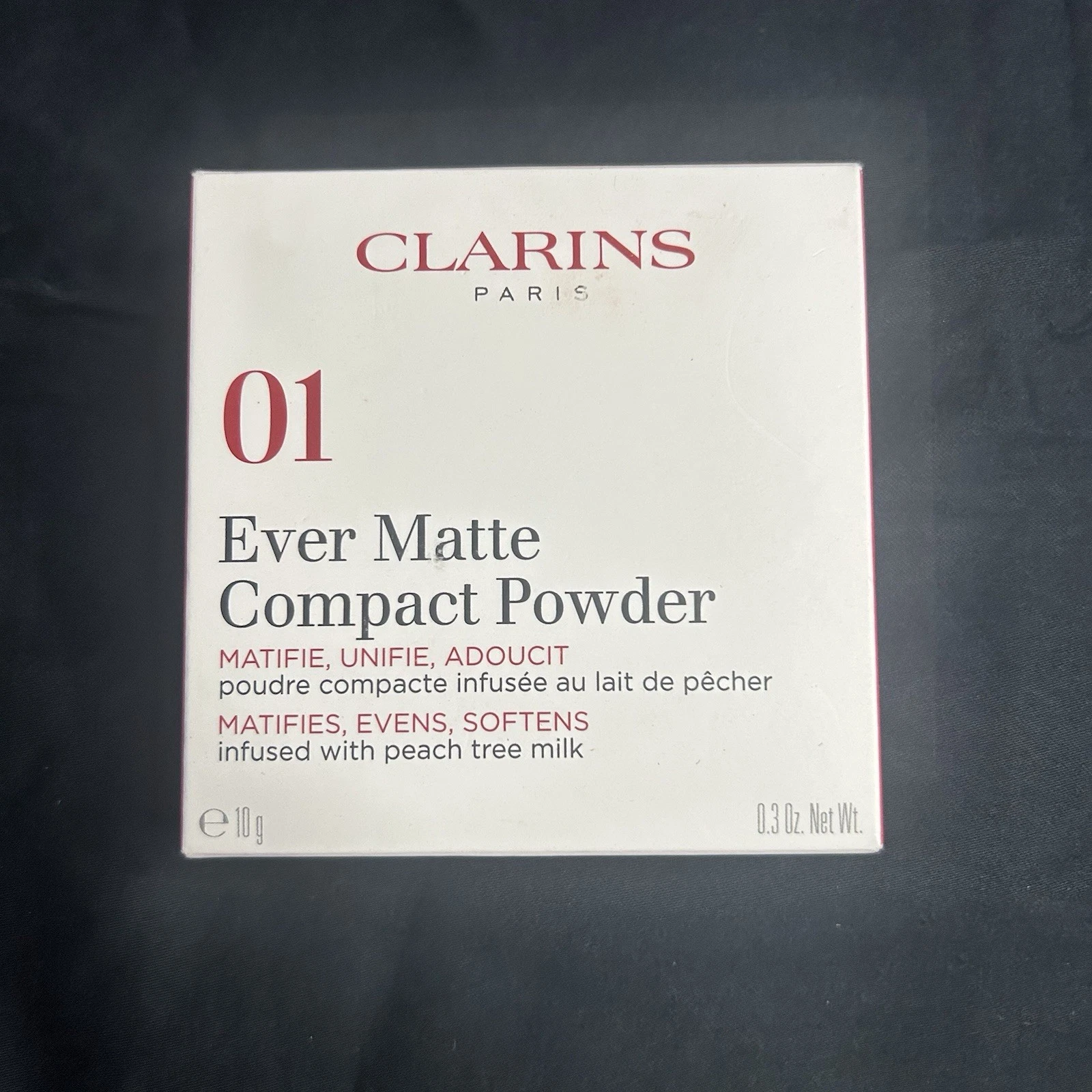 CLARINS EVER MATTE COMPACT POWDER 01 VERY LIGHT RP €50 NEW BOX NATURAL VEGAN