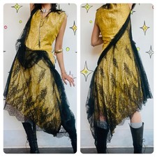Antique 1920s Gold and Black Lace Flapper Party Dress  Gatsby Era Evening Gown
