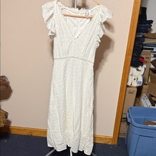 XS Blue Rain Ivory Lace Midi Dress