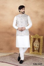 3 Pc Mens Traditional Designer Ethnic Bollywood Eid Ramadan Wear Kurta Payjama
