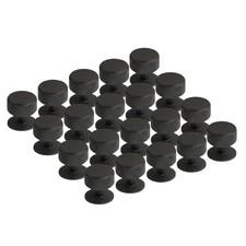 20pcs Knurled Matte Black Round Cabinet Knobs for Kitchen, Wardrobe & Furniture