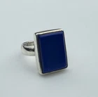 Sterling Silver Lapis Lazuli Ring Bold Large Rectangle Vintage