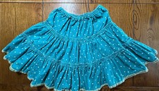 Mini Boden Turquoise Corduroy Polka Dot Tiered Twirl Skirt Girls Cord Size 7-8