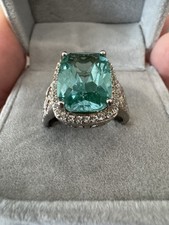 BLUE SPINEL And Topaz -statement 10x14mm Sz 8 Ring Sterling Silver