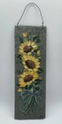 Vintage Hand Painted Sunflowers 8x2.5” On Metal Signed Farm House Style — photo 1