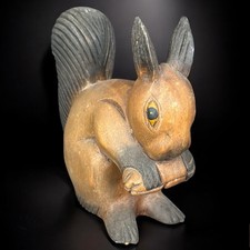 Écureuil en bois? sculpté figurine déco rustique vintage artisanat ancien