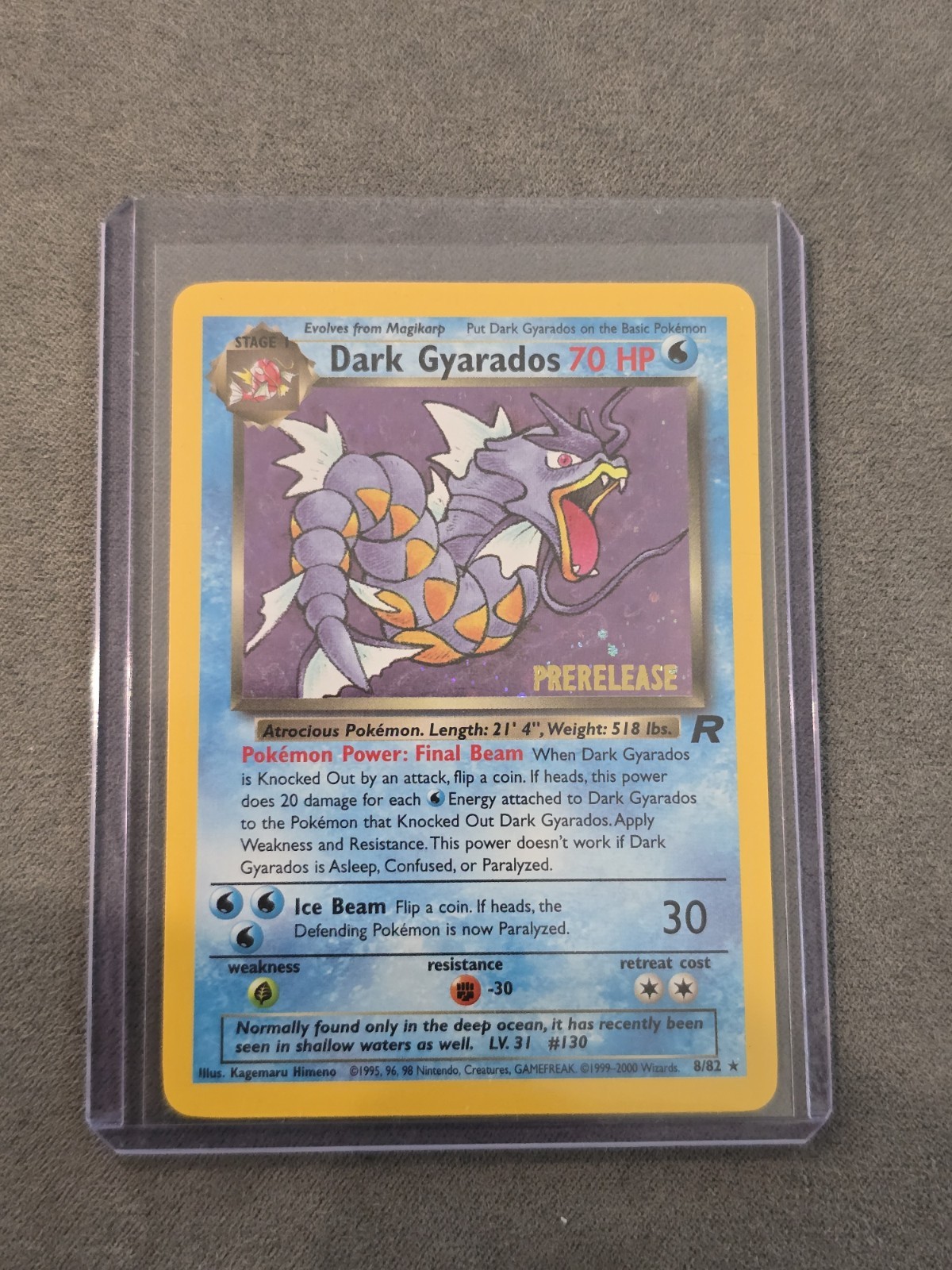 Pokémon TCG Dark Gyarados prerelease stamped 8/82 Team Rocket NM 8/82