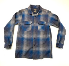Vtg Pendleton The Original Board Shirt Men's Medium Loop Collar Wool Blue Gray