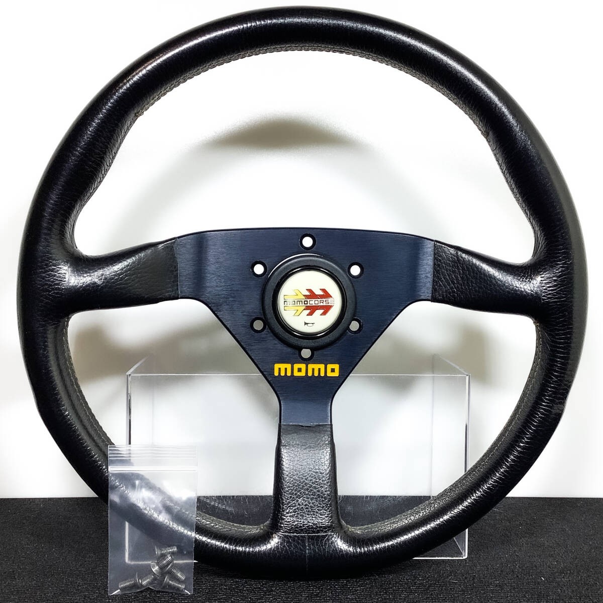 MOMO VELOCE V35 340mm Steering Wheel Black Leather CORSE Horn NA