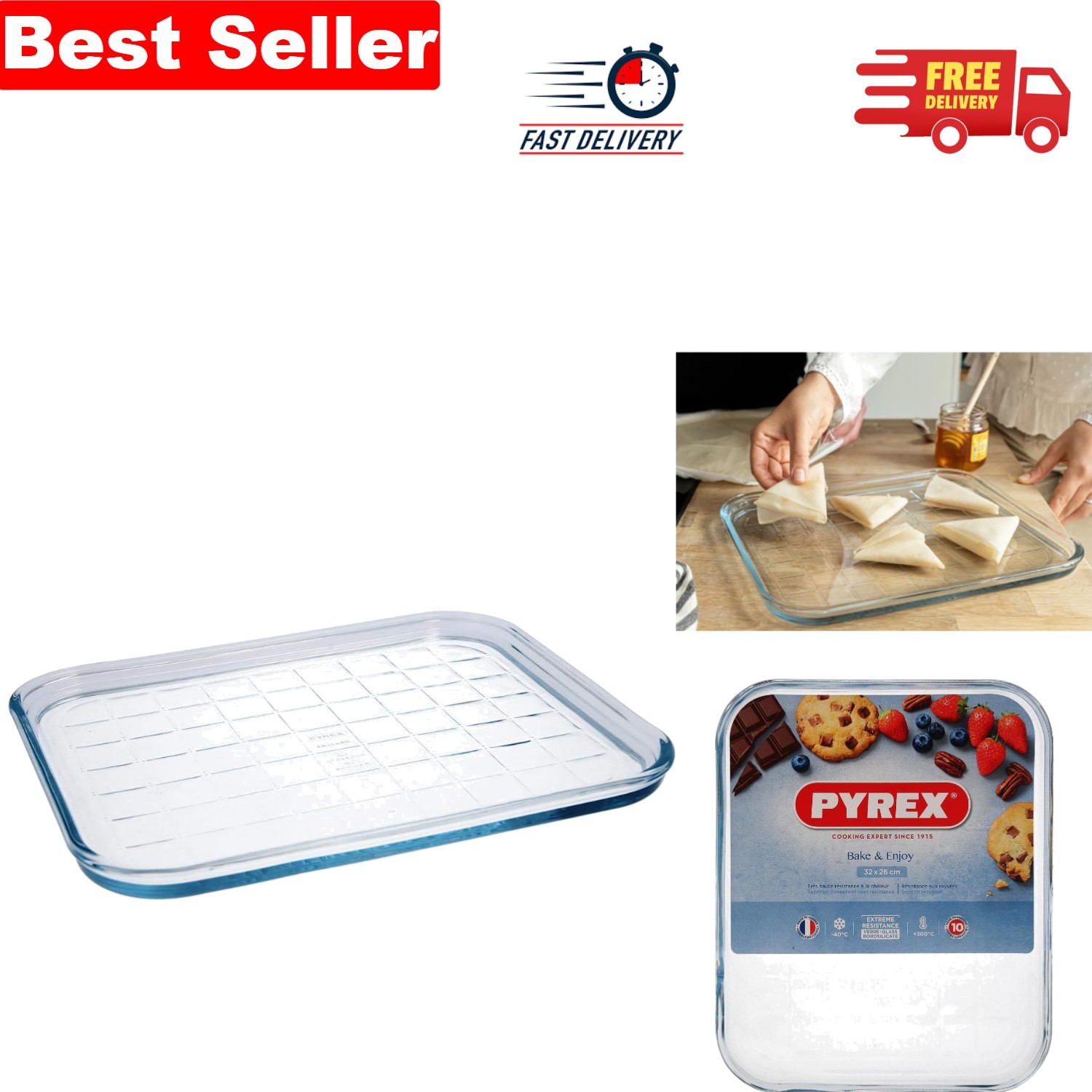 Sturdy 120 Square Inch Glass Baking Tray with Lid - Perfect for All Recipes